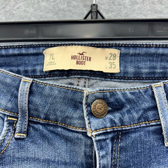 Holister Boot Cut Jeans Stretch Washed Blue Look Women’s Junior Size 7 Long - Picture 4 of 12